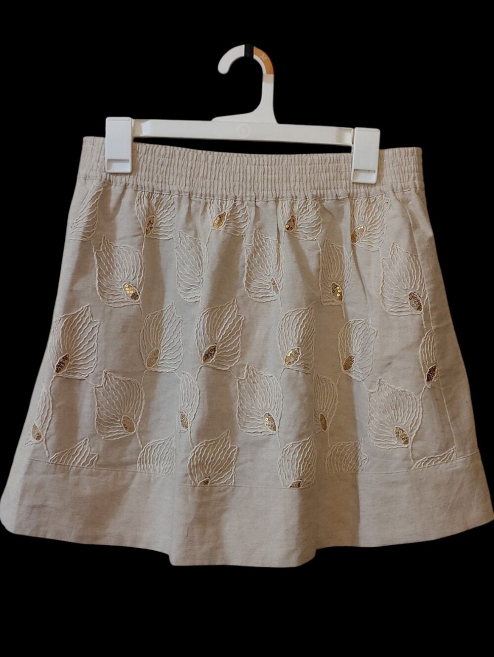 Ciebon Elmira Sequin Linen & Cotton Miniskirt. Size L - Picture 2 of 11